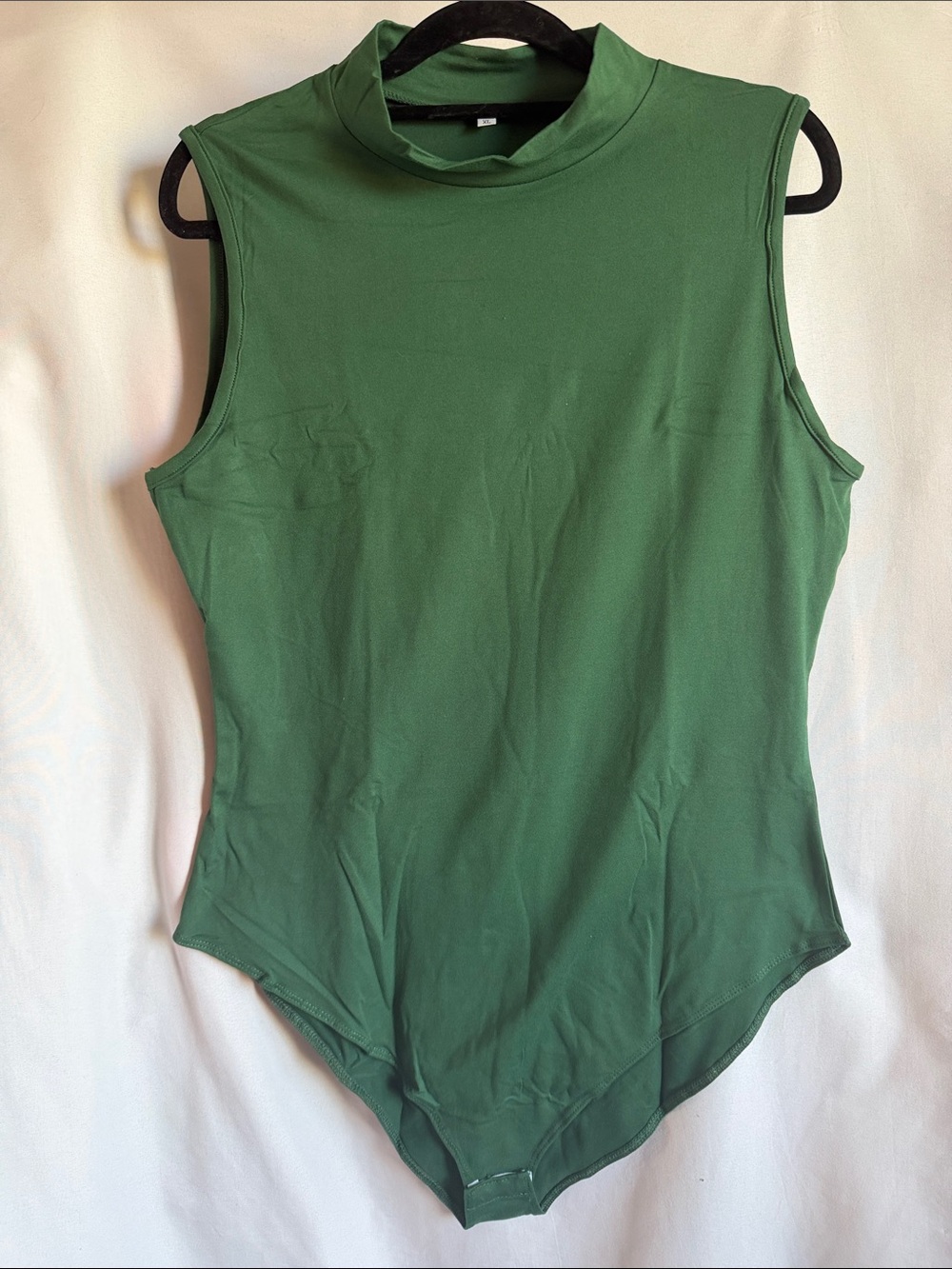 Sleeveless Mock Neck Bodysuit in Forest Green
